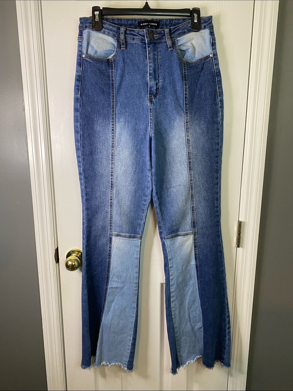 Almost Famous Two-Tone Blue Panel Flare Jeans